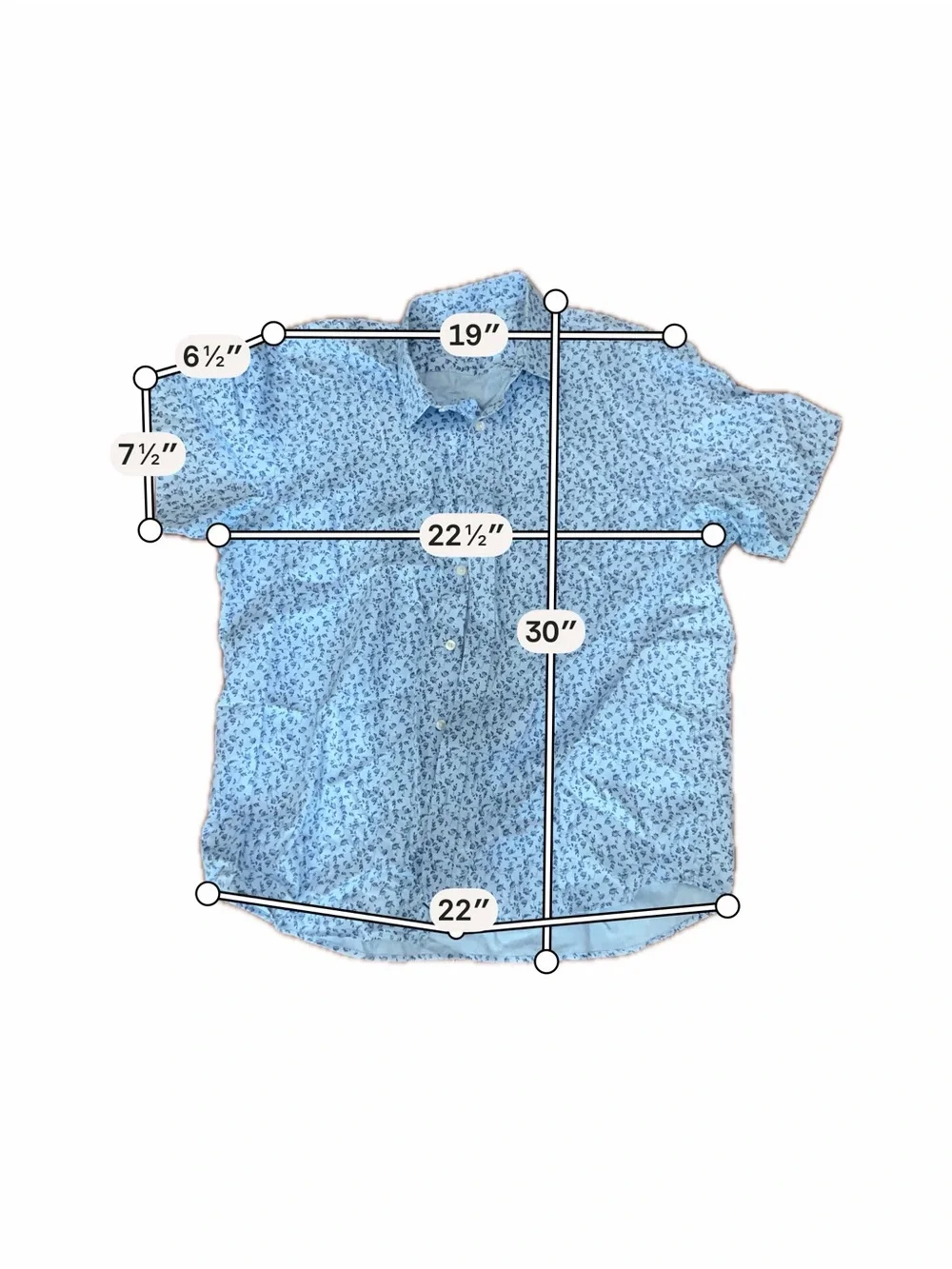 Untuckit Blue Floral Short Sleeve Button Down Shirt XL
